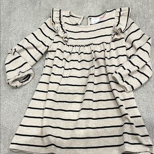 Zara Beige and Black knit Striped Ruffle Dress